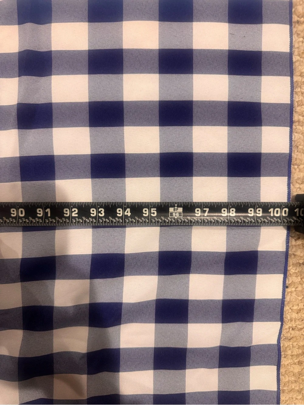 Blue White Gingham Check Tablecloth 58x100 NWOT